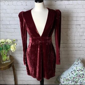 Express velvet deep v-neck dress